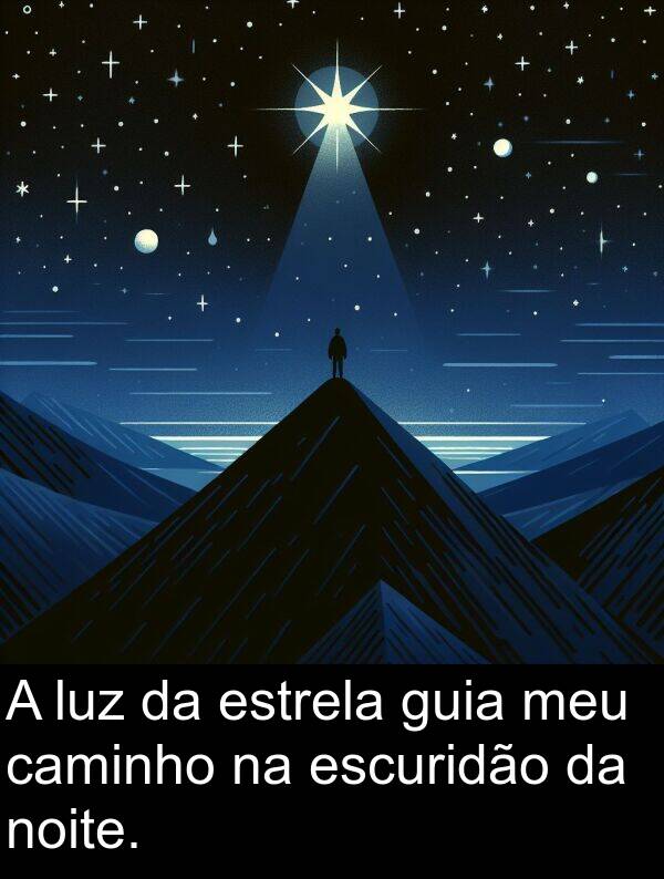 noite: A luz da estrela guia meu caminho na escuridão da noite.