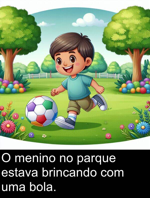 parque: O menino no parque estava brincando com uma bola.