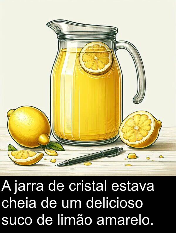 delicioso: A jarra de cristal estava cheia de um delicioso suco de limão amarelo.