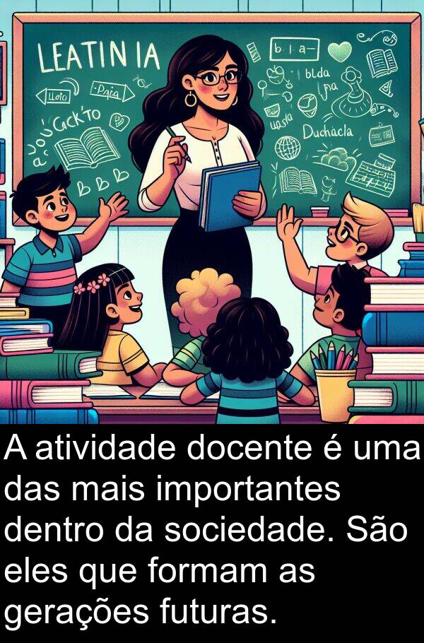 gerações: A atividade docente é uma das mais importantes dentro da sociedade. São eles que formam as gerações futuras.