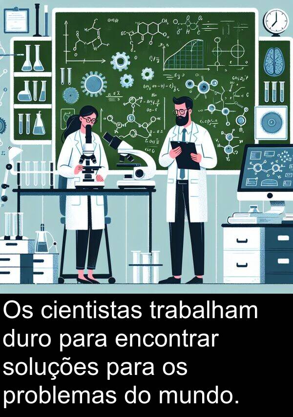 problemas: Os cientistas trabalham duro para encontrar soluções para os problemas do mundo.