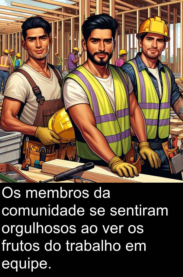 membros: Os membros da comunidade se sentiram orgulhosos ao ver os frutos do trabalho em equipe.