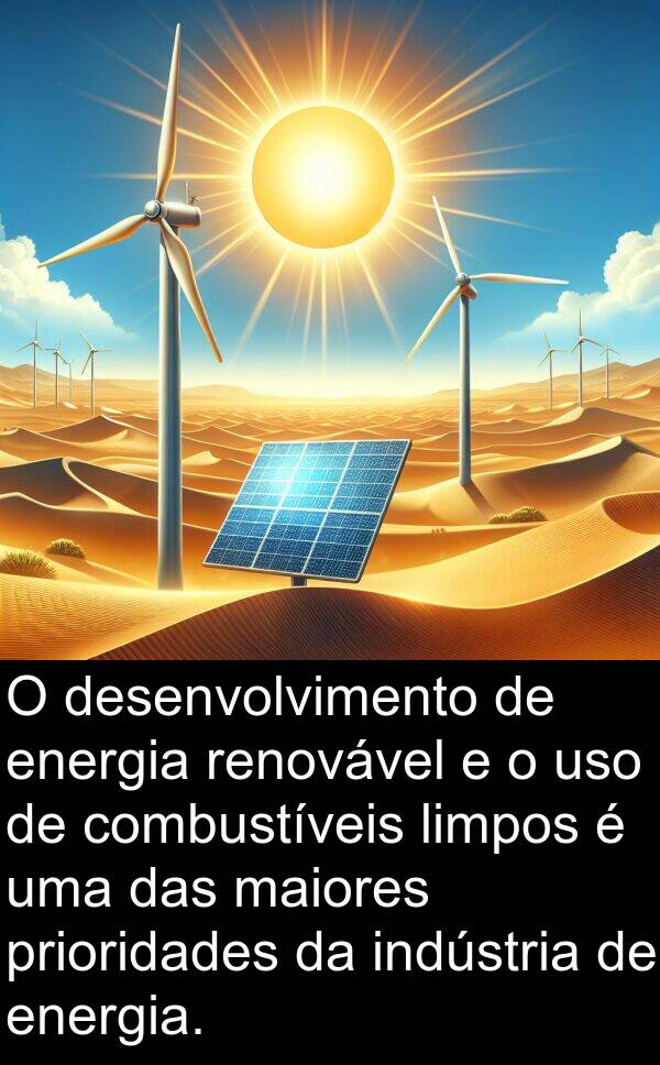 uso: O desenvolvimento de energia renovável e o uso de combustíveis limpos é uma das maiores prioridades da indústria de energia.