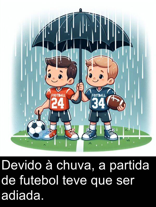 teve: Devido à chuva, a partida de futebol teve que ser adiada.