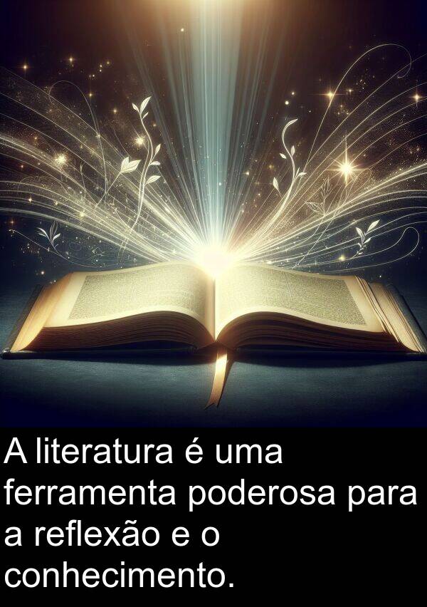 ferramenta: A literatura é uma ferramenta poderosa para a reflexão e o conhecimento.