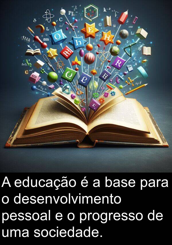 base: A educação é a base para o desenvolvimento pessoal e o progresso de uma sociedade.