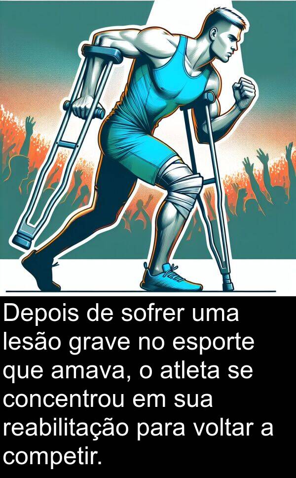 lesão: Depois de sofrer uma lesão grave no esporte que amava, o atleta se concentrou em sua reabilitação para voltar a competir.