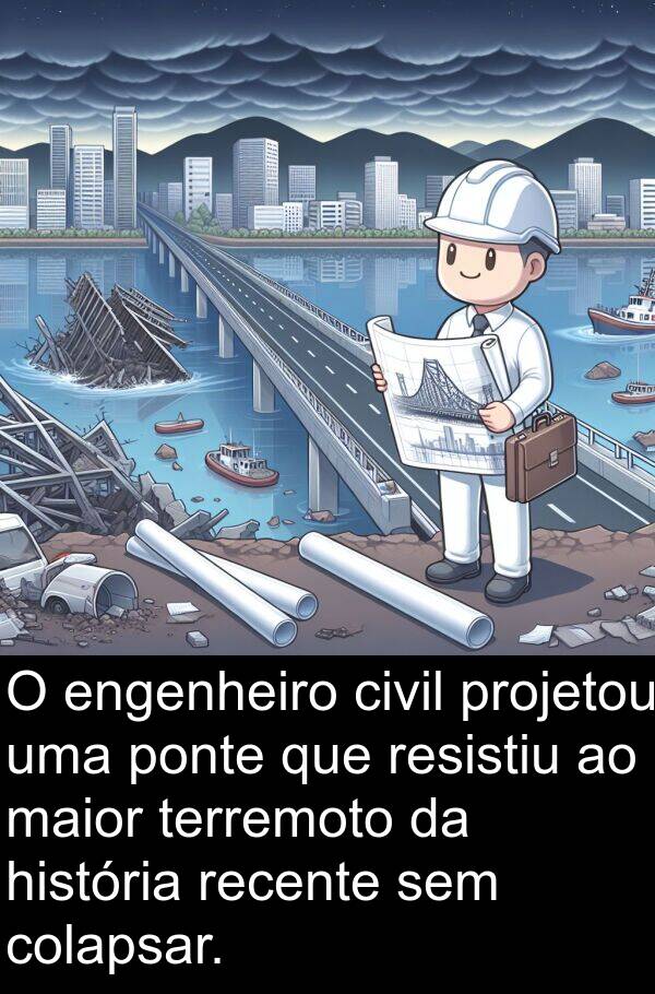 recente: O engenheiro civil projetou uma ponte que resistiu ao maior terremoto da história recente sem colapsar.