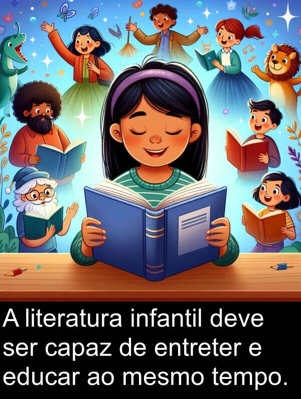 tempo: A literatura infantil deve ser capaz de entreter e educar ao mesmo tempo.