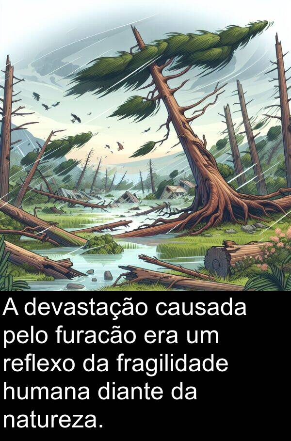 furacão: A devastação causada pelo furacão era um reflexo da fragilidade humana diante da natureza.