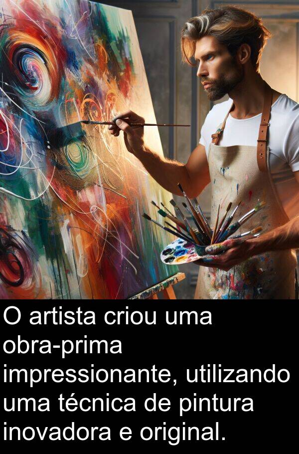 impressionante: O artista criou uma obra-prima impressionante, utilizando uma técnica de pintura inovadora e original.