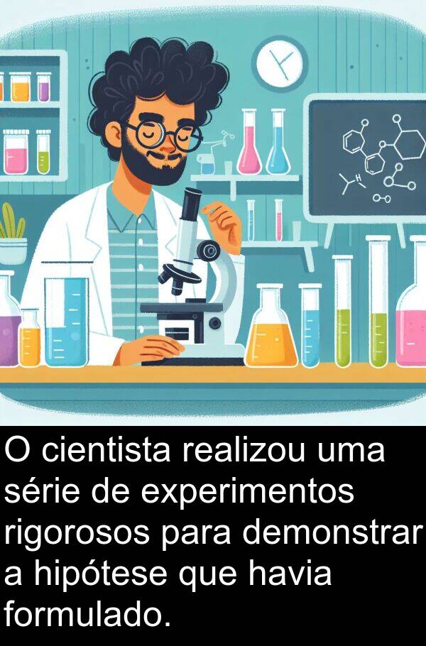 demonstrar: O cientista realizou uma série de experimentos rigorosos para demonstrar a hipótese que havia formulado.