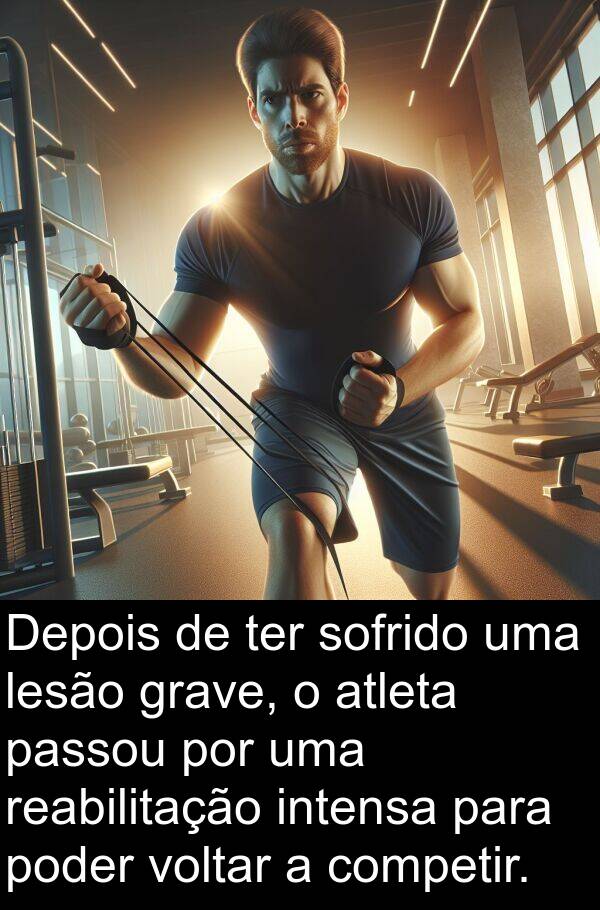 ter: Depois de ter sofrido uma lesão grave, o atleta passou por uma reabilitação intensa para poder voltar a competir.