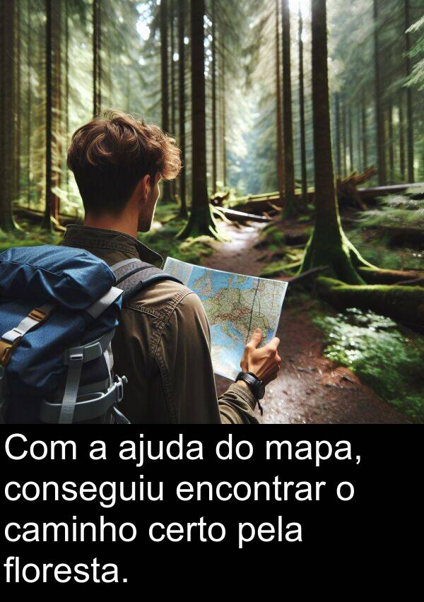 mapa: Com a ajuda do mapa, conseguiu encontrar o caminho certo pela floresta.