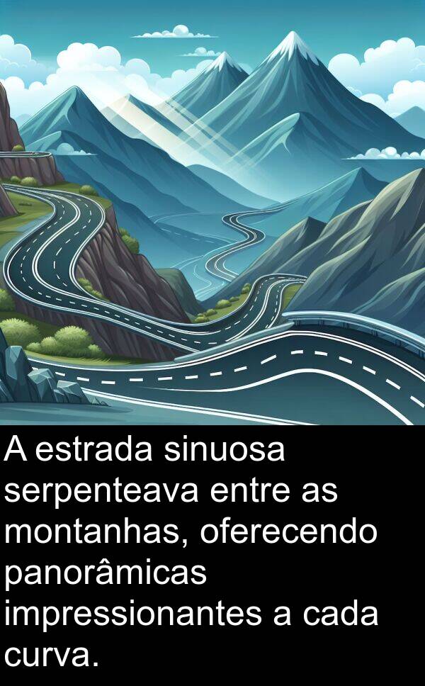 impressionantes: A estrada sinuosa serpenteava entre as montanhas, oferecendo panorâmicas impressionantes a cada curva.