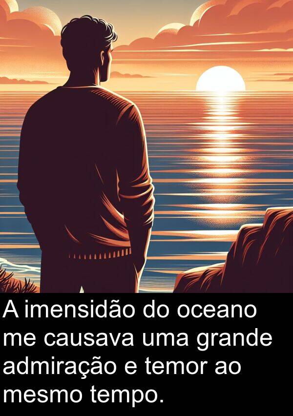 imensidão: A imensidão do oceano me causava uma grande admiração e temor ao mesmo tempo.