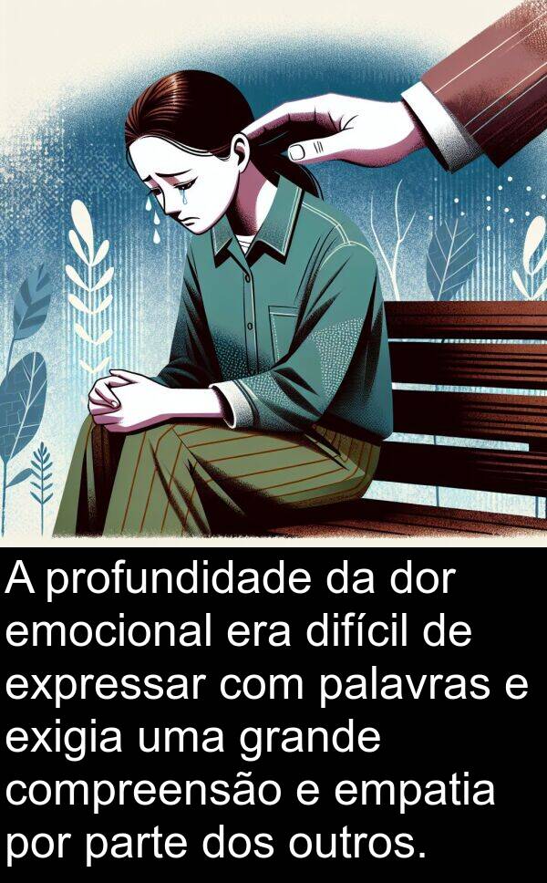 parte: A profundidade da dor emocional era difícil de expressar com palavras e exigia uma grande compreensão e empatia por parte dos outros.