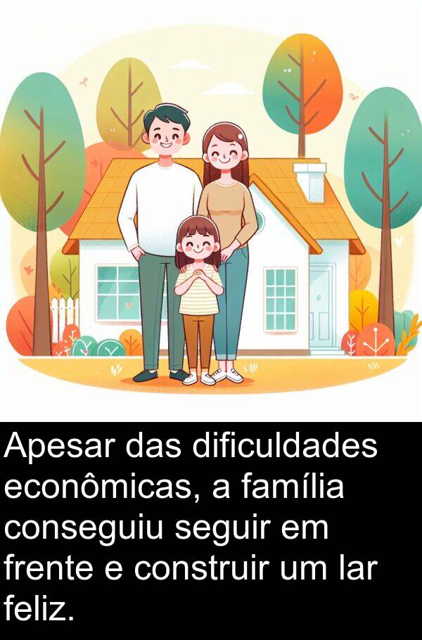 lar: Apesar das dificuldades econômicas, a família conseguiu seguir em frente e construir um lar feliz.