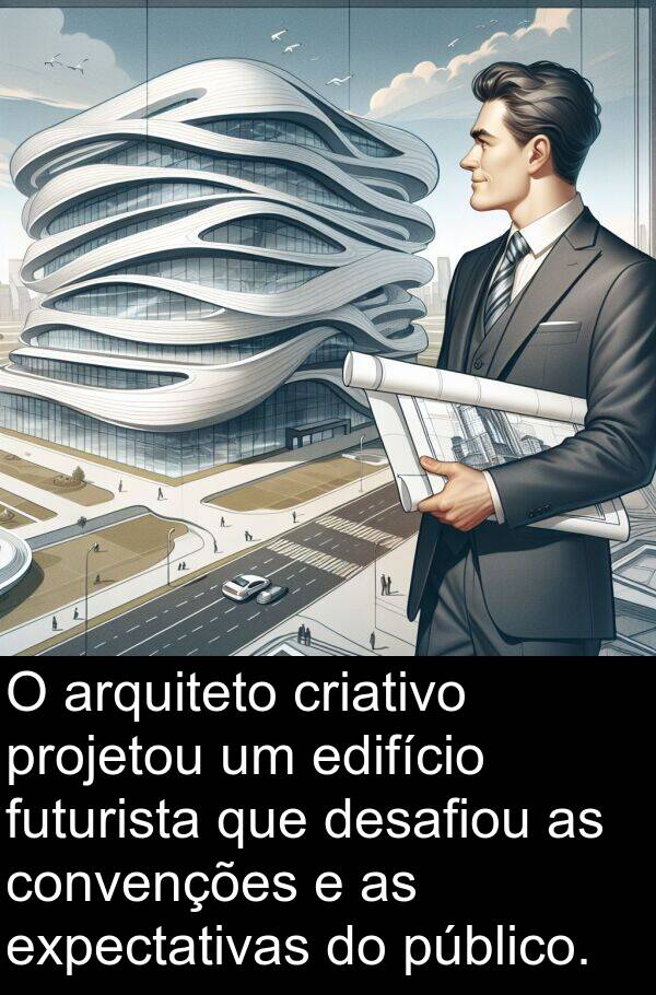 projetou: O arquiteto criativo projetou um edifício futurista que desafiou as convenções e as expectativas do público.