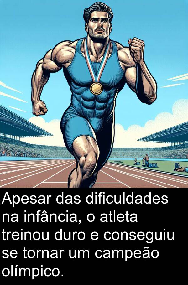 campeão: Apesar das dificuldades na infância, o atleta treinou duro e conseguiu se tornar um campeão olímpico.