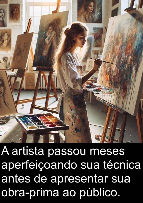 passou: A artista passou meses aperfeiçoando sua técnica antes de apresentar sua obra-prima ao público.