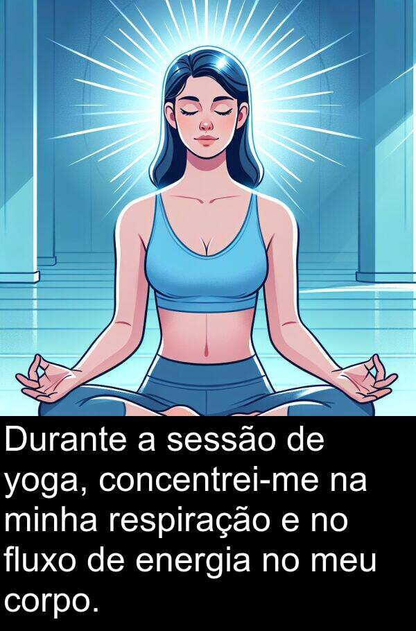 yoga: Durante a sessão de yoga, concentrei-me na minha respiração e no fluxo de energia no meu corpo.