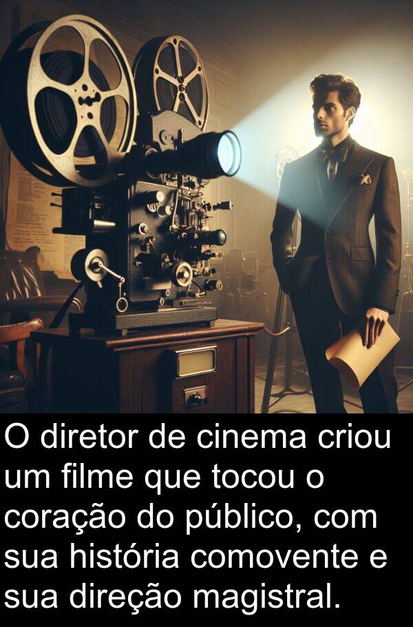 magistral: O diretor de cinema criou um filme que tocou o coração do público, com sua história comovente e sua direção magistral.