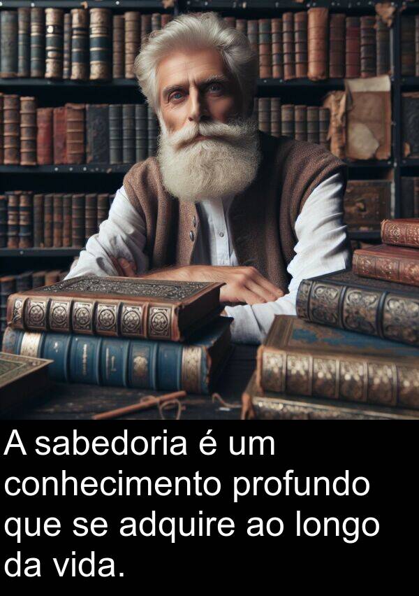 sabedoria: A sabedoria é um conhecimento profundo que se adquire ao longo da vida.