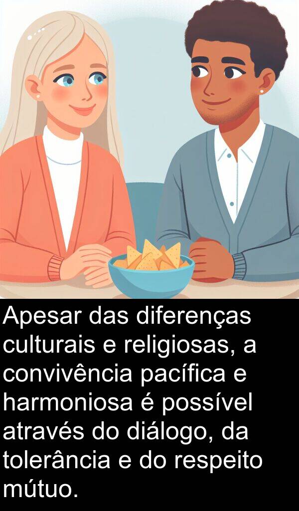 pacífica: Apesar das diferenças culturais e religiosas, a convivência pacífica e harmoniosa é possível através do diálogo, da tolerância e do respeito mútuo.