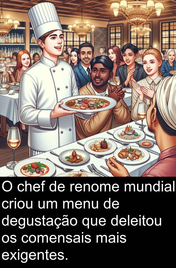 menu: O chef de renome mundial criou um menu de degustação que deleitou os comensais mais exigentes.