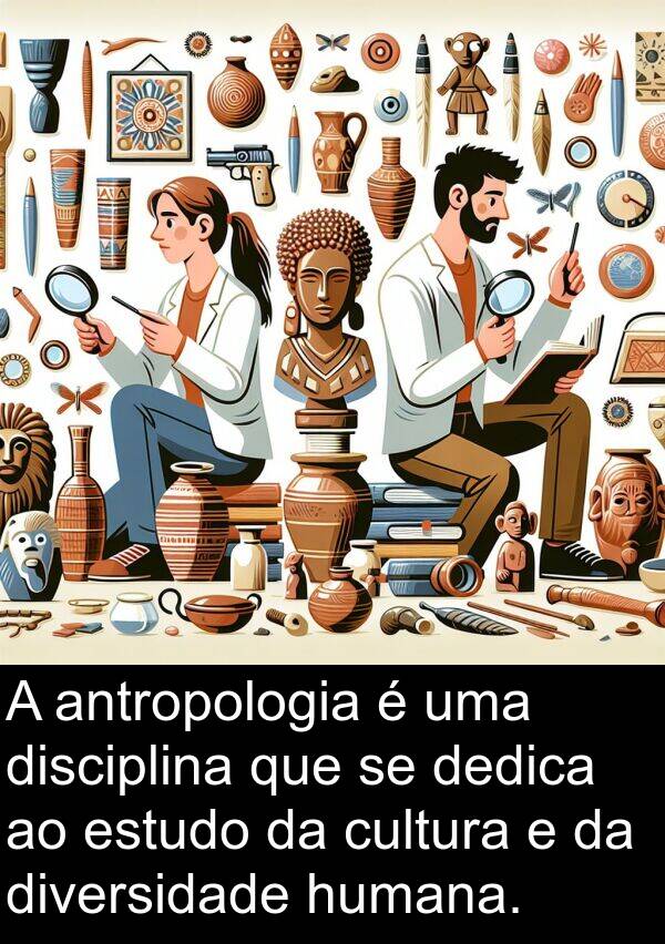 dedica: A antropologia é uma disciplina que se dedica ao estudo da cultura e da diversidade humana.