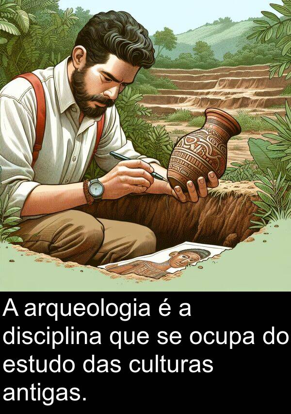 ocupa: A arqueologia é a disciplina que se ocupa do estudo das culturas antigas.