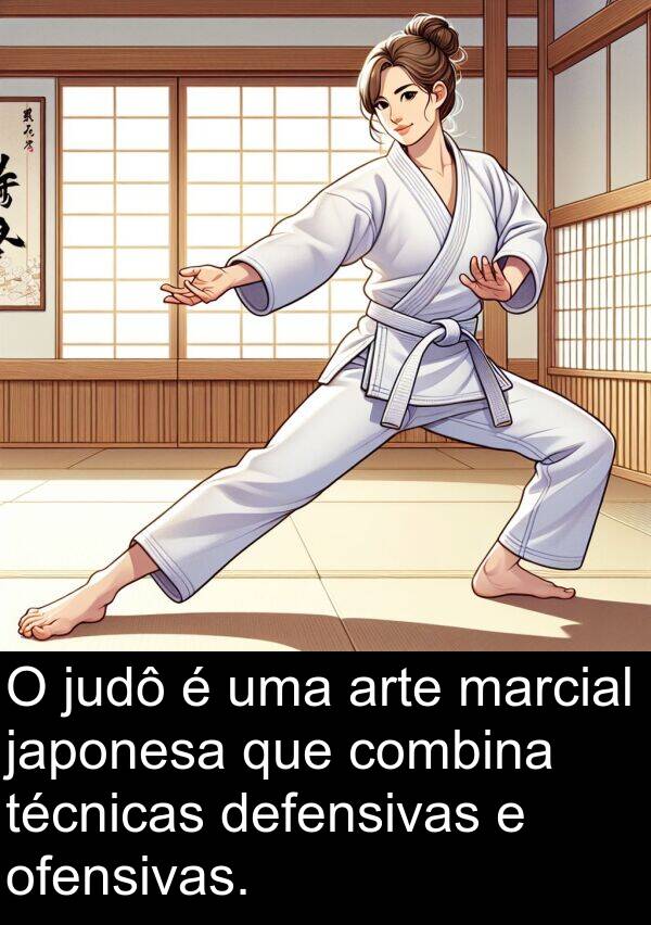 japonesa: O judô é uma arte marcial japonesa que combina técnicas defensivas e ofensivas.