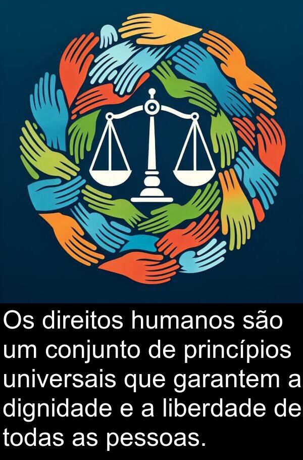 universais: Os direitos humanos são um conjunto de princípios universais que garantem a dignidade e a liberdade de todas as pessoas.