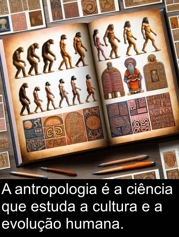 humana: A antropologia é a ciência que estuda a cultura e a evolução humana.