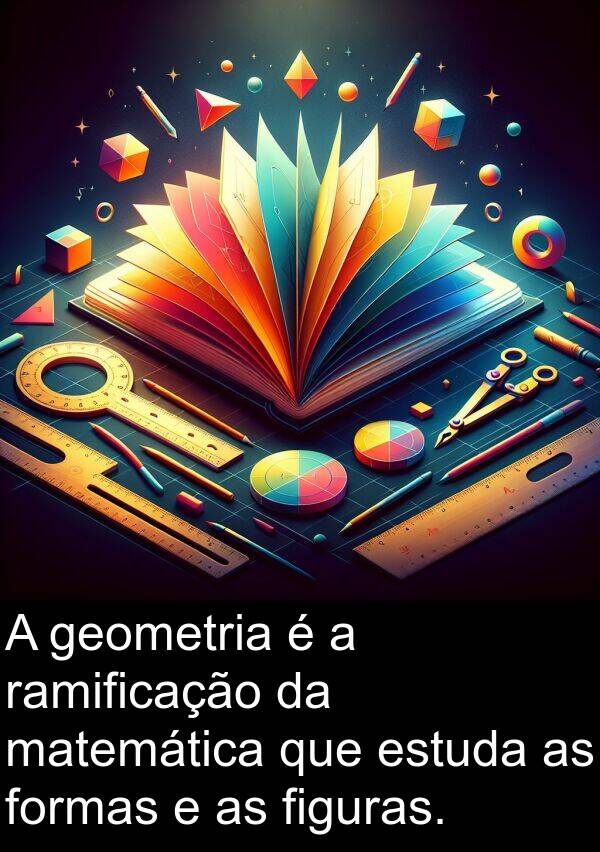 ramificação: A geometria é a ramificação da matemática que estuda as formas e as figuras.