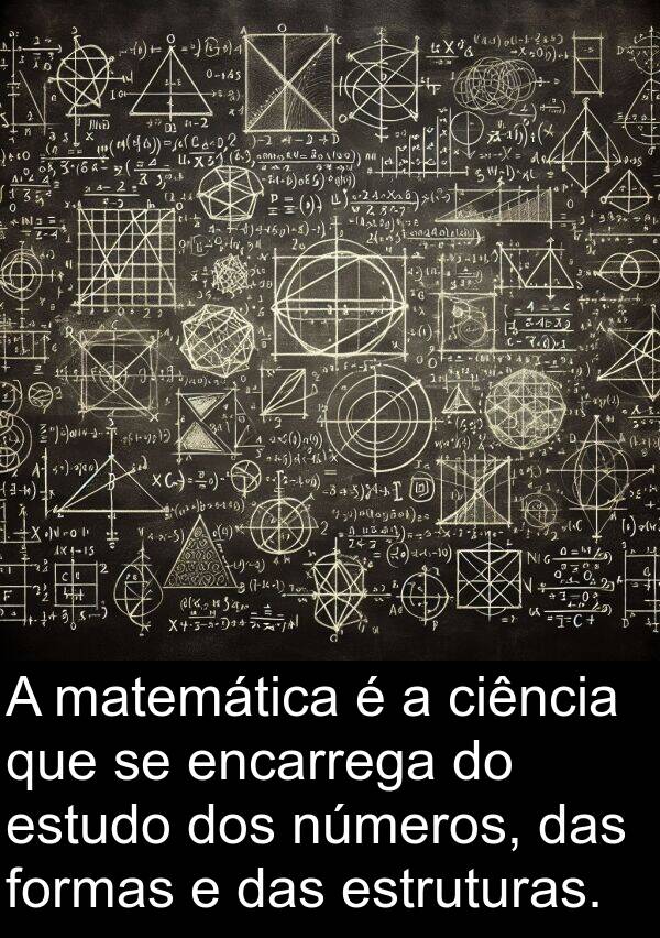 matemática: A matemática é a ciência que se encarrega do estudo dos números, das formas e das estruturas.