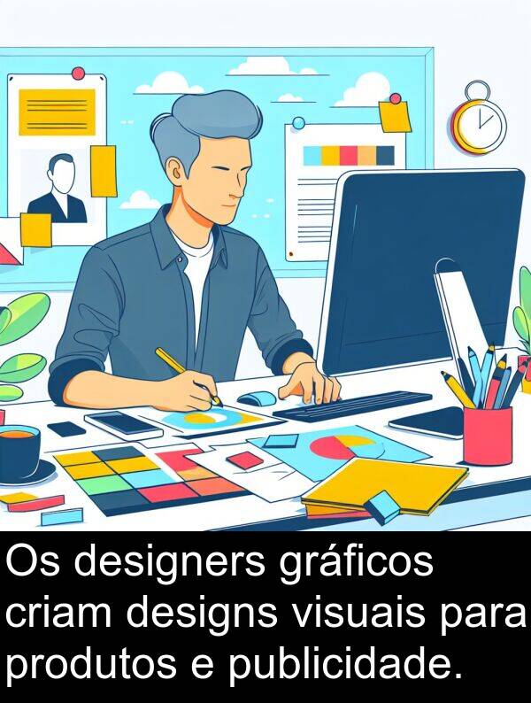 designers: Os designers gráficos criam designs visuais para produtos e publicidade.