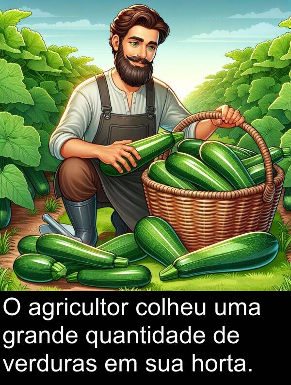 verduras: O agricultor colheu uma grande quantidade de verduras em sua horta.