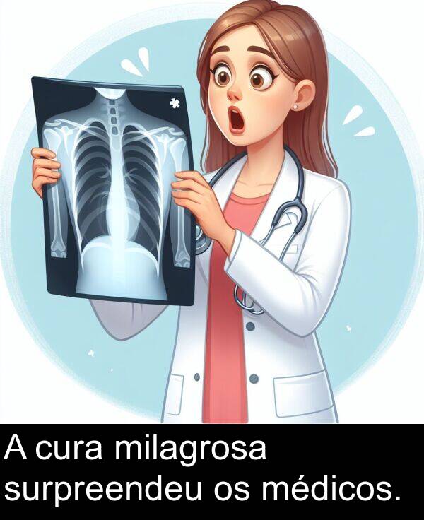 médicos: A cura milagrosa surpreendeu os médicos.