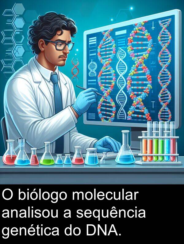 genética: O biólogo molecular analisou a sequência genética do DNA.