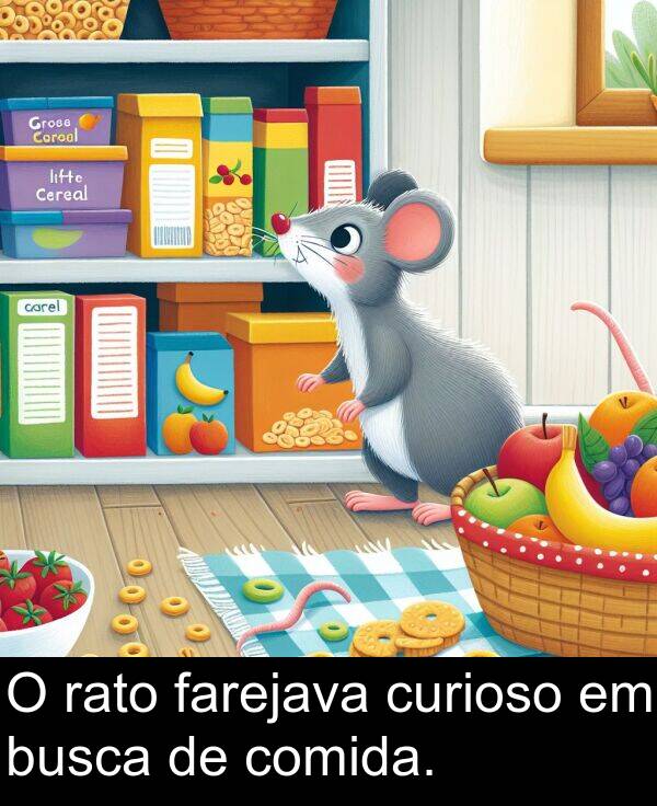 farejava: O rato farejava curioso em busca de comida.