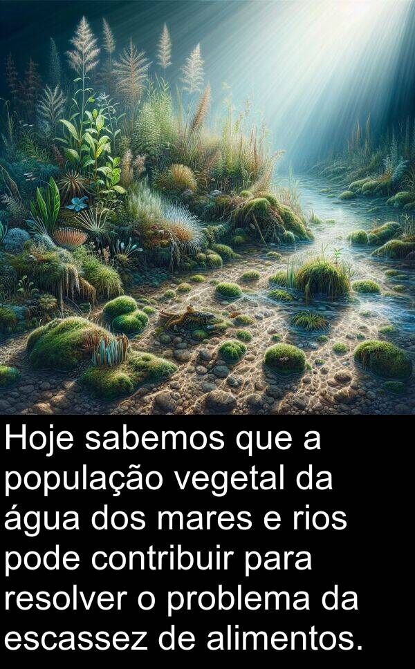 sabemos: Hoje sabemos que a população vegetal da água dos mares e rios pode contribuir para resolver o problema da escassez de alimentos.