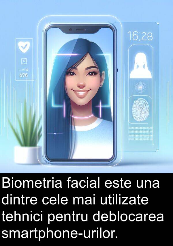 deblocarea: Biometria facial este una dintre cele mai utilizate tehnici pentru deblocarea smartphone-urilor.