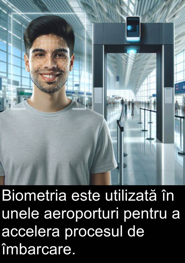 unele: Biometria este utilizată în unele aeroporturi pentru a accelera procesul de îmbarcare.