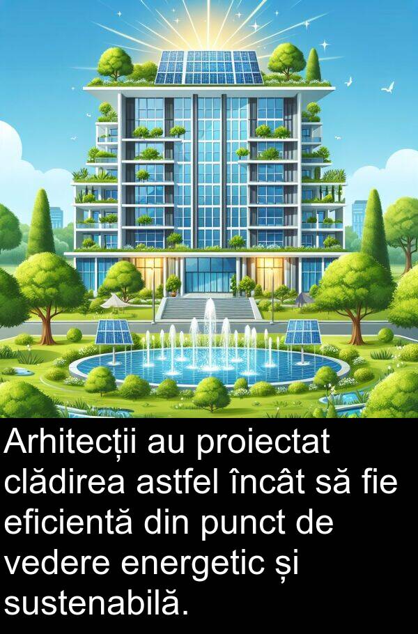 eficientă: Arhitecții au proiectat clădirea astfel încât să fie eficientă din punct de vedere energetic și sustenabilă.