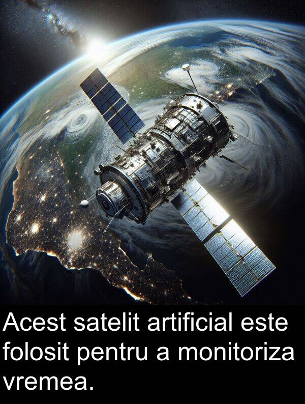 satelit: Acest satelit artificial este folosit pentru a monitoriza vremea.