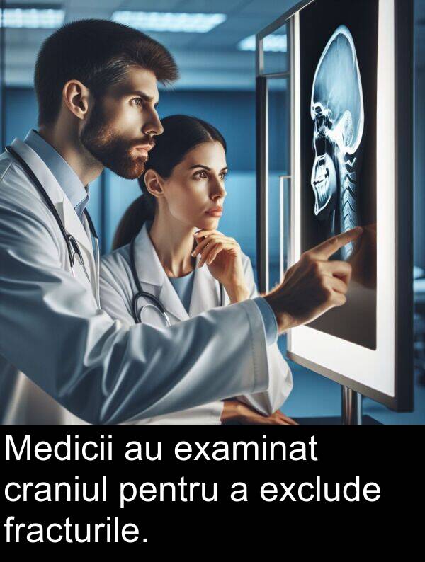 exclude: Medicii au examinat craniul pentru a exclude fracturile.