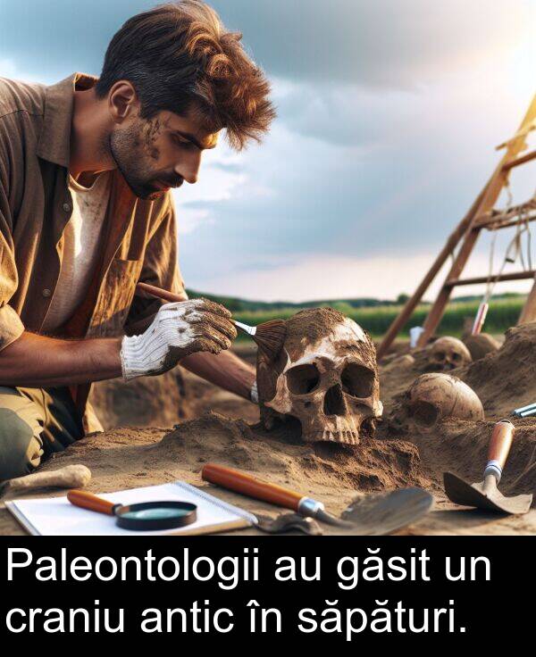 săpături: Paleontologii au găsit un craniu antic în săpături.