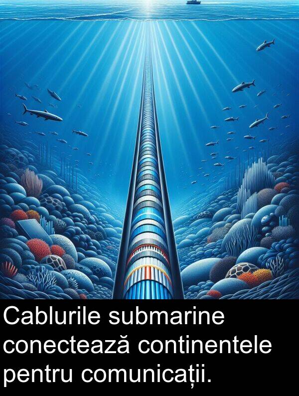 submarine: Cablurile submarine conectează continentele pentru comunicații.